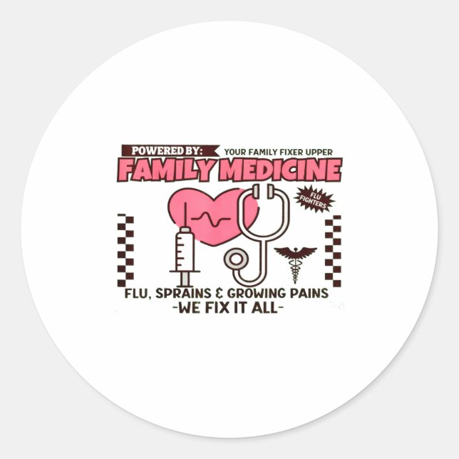 Family Medicine Retro Family Physician Doctor Gift Runder Aufkleber (Vorderseite)