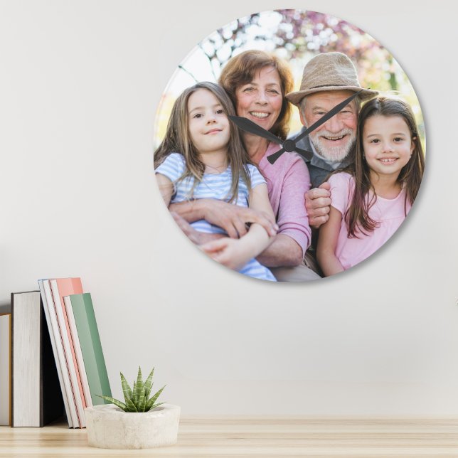 Family Memories Personalized Grandparent Photo Große Wanduhr (Family Memories Personalized Grandparent Photo Large Clock)