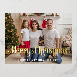 Family Modern Photo Foil Holiday, Christmas Card Folien Feiertagspostkarte