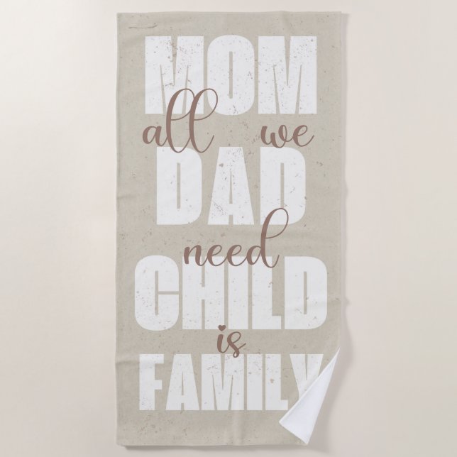 Family (Mom, Dad, Kid) White on Sand Strandtuch (Vorderseite)