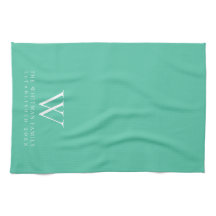 Family Monogram Elegant Aqua Kitchen
