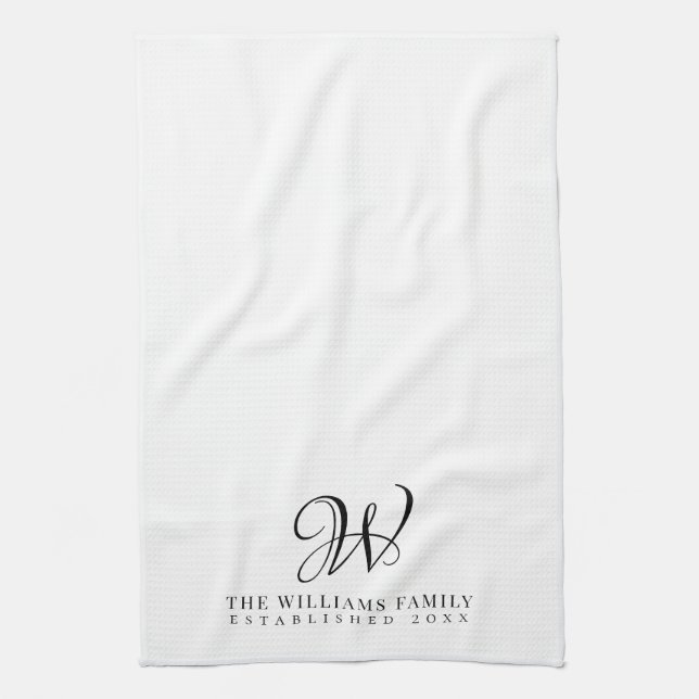 Family Monogram Elegant Script Kitchen Geschirrtuch (Vertikal)