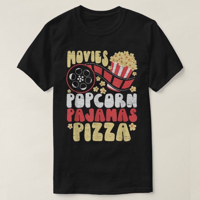Family Movie Watching Night Popcorn  T-Shirt (Design vorne)