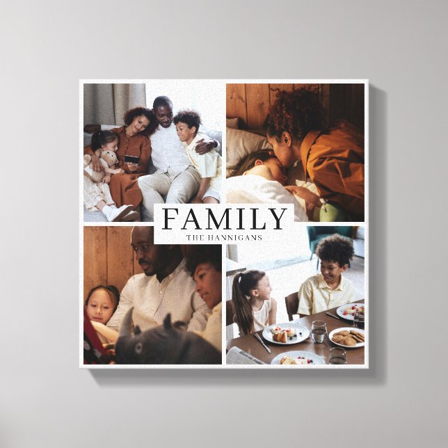 Family Multi-Foto Einfache Elegant Leinwanddruck (Vorderseite)