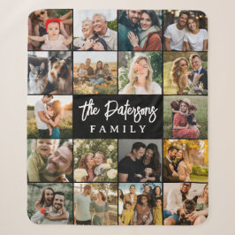 Family Name 18 Photo Collage Modern Elegant Black Sherpadecke