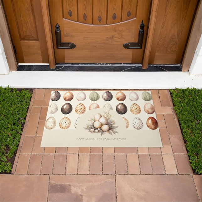  Family Name Beige Personalized Easter Fußmatte (Außenbereich)