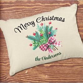 Family Name, Merry Christmas Bouquet 16x12  Dekokissen