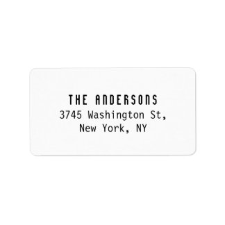 Family Name Modern Plain Professional Black White Adressaufkleber
