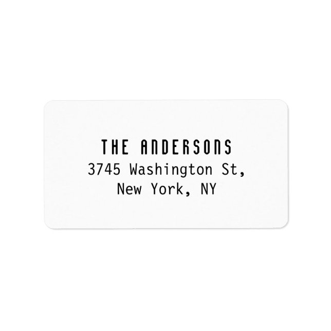 Family Name Modern Plain Professional Black White Adressaufkleber (Vorne)