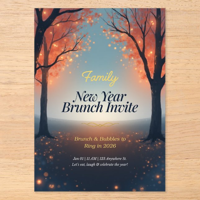 Family New Year Brunch Acrylic Invitation   Acryleinladungen (Vorderseite)