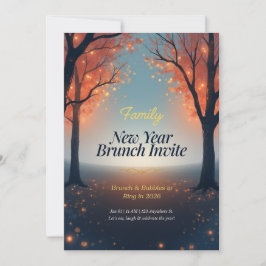Family New Year Brunch Invitation Magical Forest  Einladung