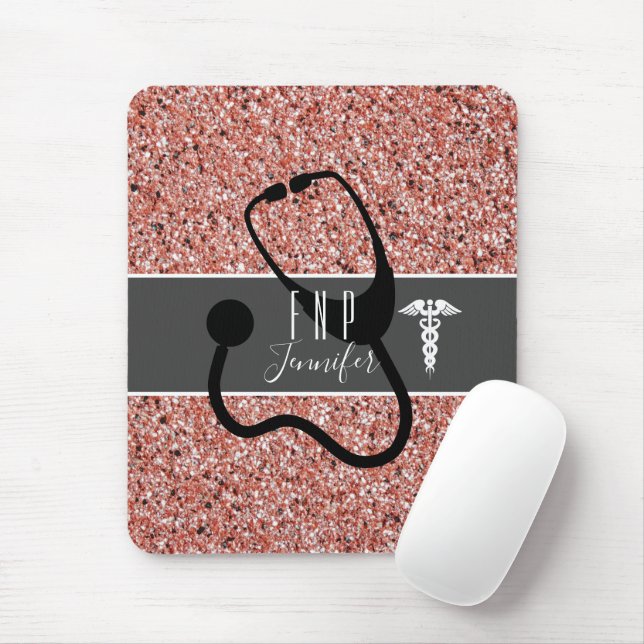 Family Nurse Practitioner Caduceus Rose Gold Mousepad (Mit Mouse)