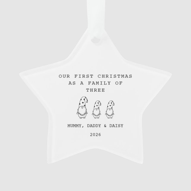 Family Of 3 Christmas Gonk Star Ornament (Vorderseite)