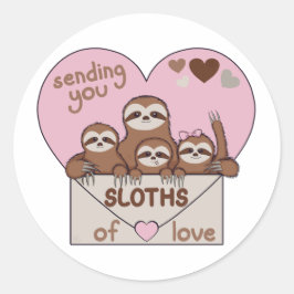 Family of Sloths with Envelope, Heart and Text Runder Aufkleber