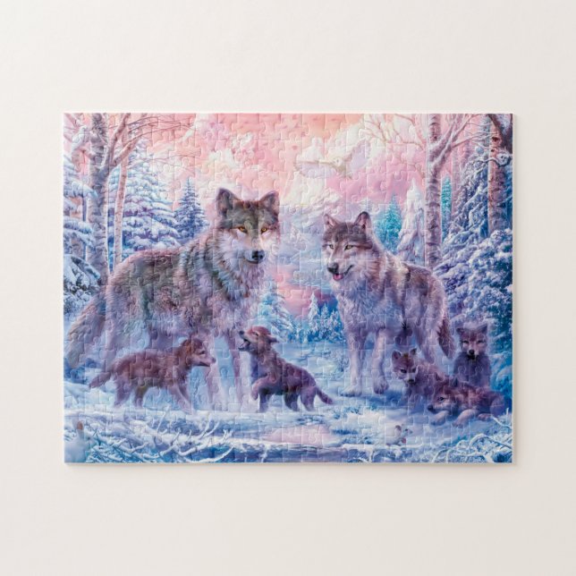 Family Of Wolves Painting (Horizontal)