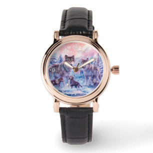 Family Of Wolves Painting Armbanduhr