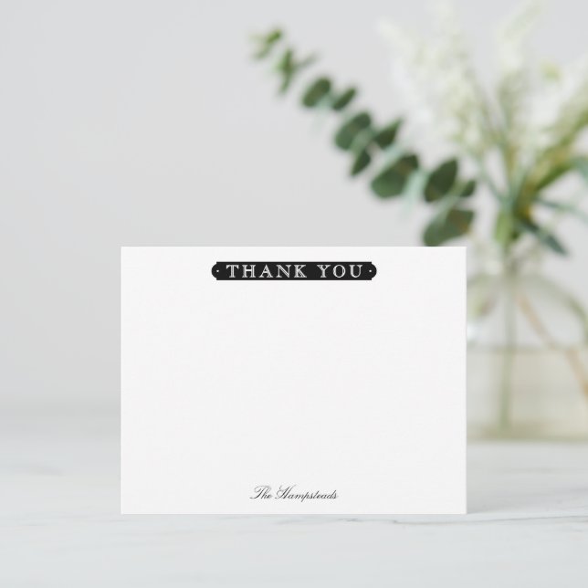 Family or Couples Formal Black & White Stationery Dankeskarte (Stehend Vorderseite)