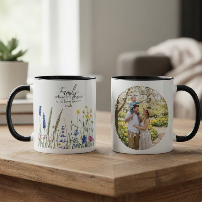 Family Photo Cherished Keepsake Tasse (Wildflower Family photo mug)
