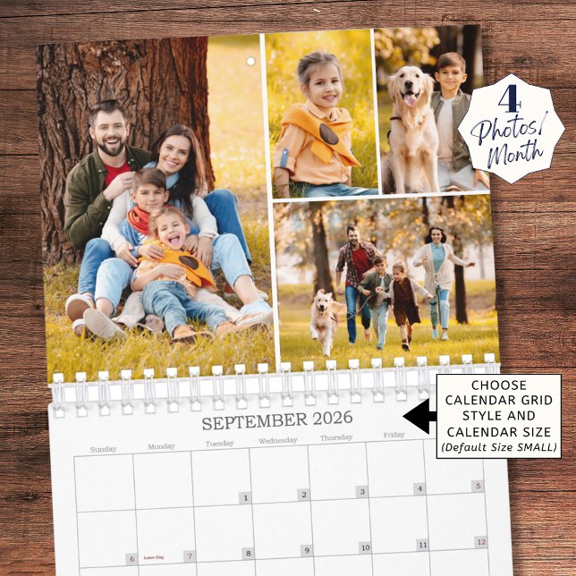 Family Photo Collage 4 Photos Per Month Kalender (Von Creator hochgeladen)