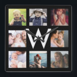 Family Photo Collage Custom personalized Quadratische Wanduhr<br><div class="desc">Family Photo Collage Custom personalized</div>