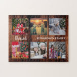 Family photo collage family name rustic<br><div class="desc">Family name,  custom photo collage jigsaw puzzle
You can personalize it and add your most beautiful photos,  family name and text. Great fun !</div>