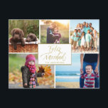 Family Photo Collage Feliz Navidad Christmas Feiertagspostkarte<br><div class="desc">Beautiful family photo holiday greeting postcard in a "feliz navidad" design featuring five of your favorite photos of your family from the year. Customize this Christmas holiday photo collage card with your photos and family name. The reverse side of card is customized with your return address and your customized message....</div>