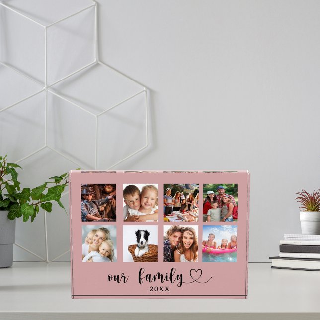 Family photo collage love heart script dusty rose fotoblock (Von Creator hochgeladen)