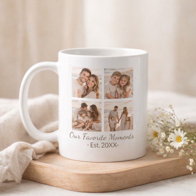 Family Photo Collage with Custom Text Kaffeetasse (Von Creator hochgeladen)