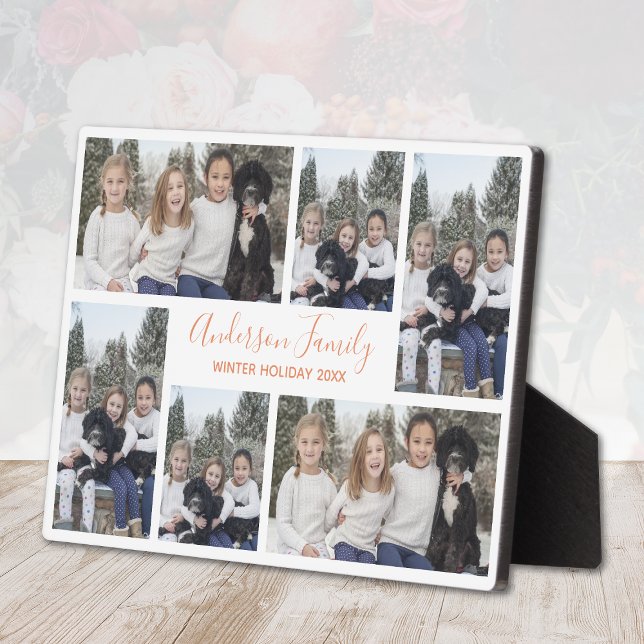 Family Photo Template White Rose Gold Fotoplatte (Family Photo Template White Rose Gold Plaque)
