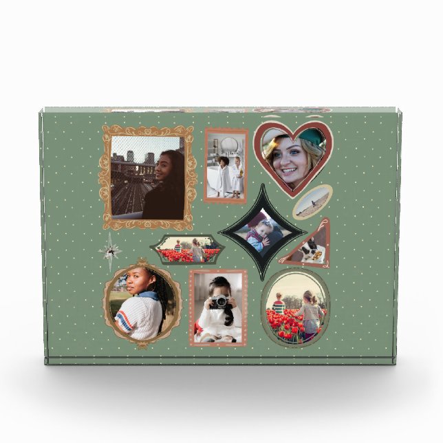 Family Photos Retro Frame Collage Fotoblock (Vorderseite)