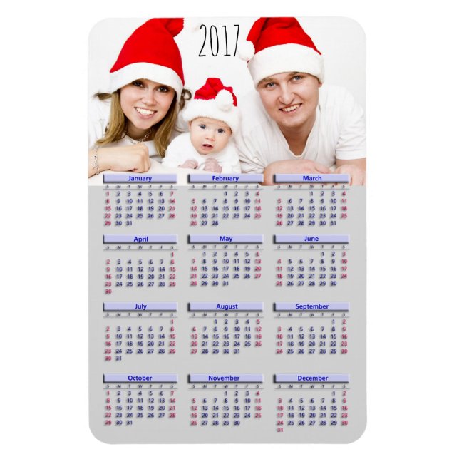 Family Pic 2017 Mini Kühlschrank Magnet Kalender (Vertikal)