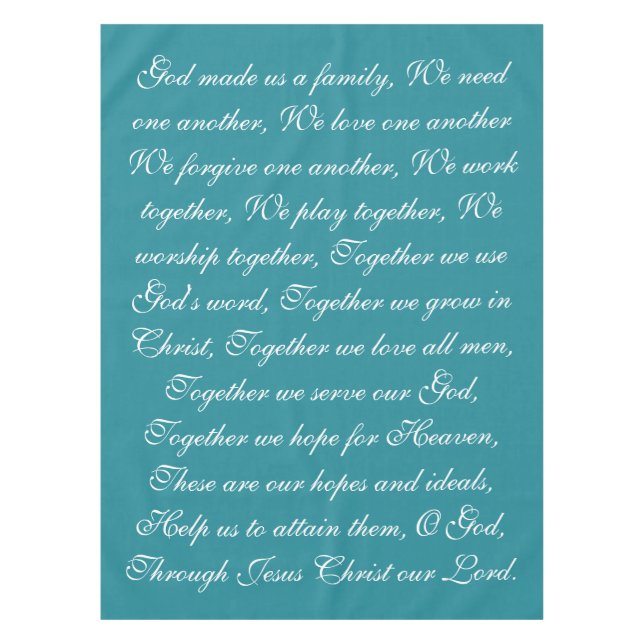 Family Prayer Tablecloth Tischdecke (Vorderseite)