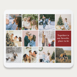Family Quote Photo Collage Burgundy Red Mousepad