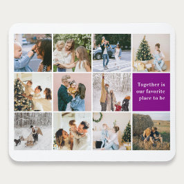 Family Quote Photo Collage Purple Mousepad