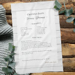 Family Recipe Keepsake Heirloom Wood Geschirrtuch<br><div class="desc">Keepsake family recipe tea towel. Share uncle Jim's chili recipe or great aunt Aggie's all time favorite thanksgiving casserole dish. Elegant and simple template design can easily be adjusted to share your family recipes as mother's day, birthday, or Christmas gifts. Custom family name with initials. Colors can be changed. Great...</div>