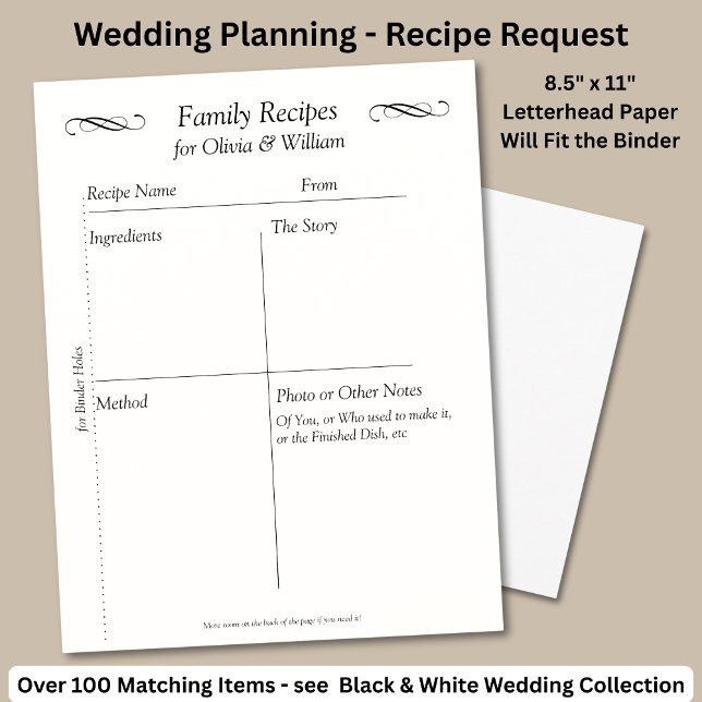 Family Recipe Sheets, Black White Infinity Scroll, Briefbogen (Von Creator hochgeladen)