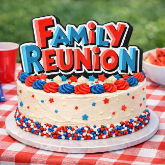 Family Reunion Celebration Cake Quadratischer Aufkleber