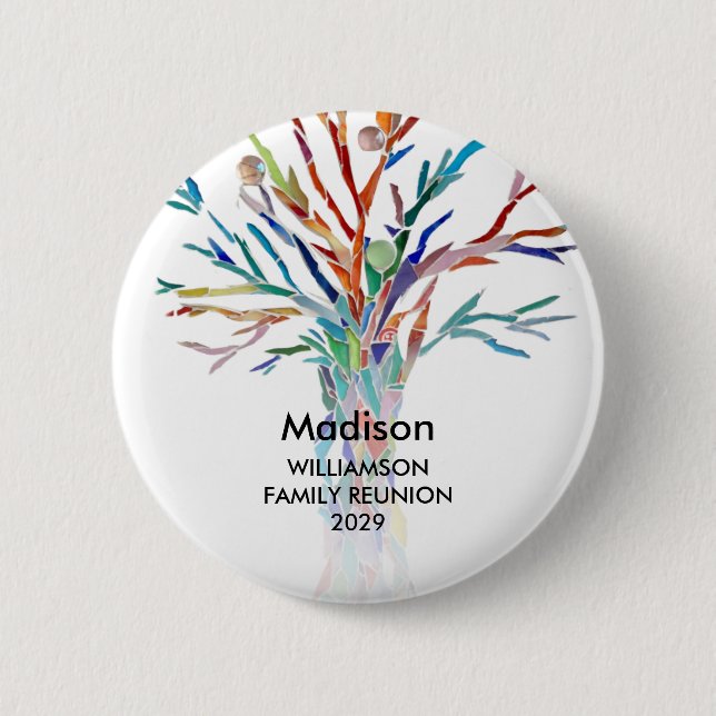 Family Reunion Family Tree Custom Name Badge Button (Vorderseite)