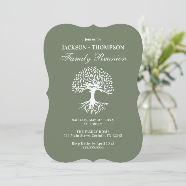 Family Reunion green Invitation Einladung (Stehend Vorderseite)