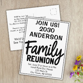 Family Reunion Join Us Bold Script Modern Postcard Feiertagspostkarte