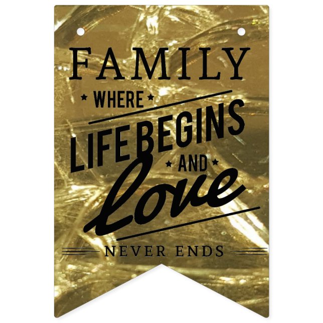 Family Reunion Party Love Pride Gold Typography Wimpelkette (Erste Fahne)