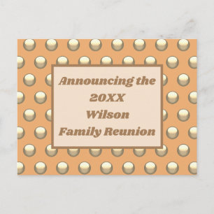 Family Reunion Peach Gold Polka Dot Invitation d'é