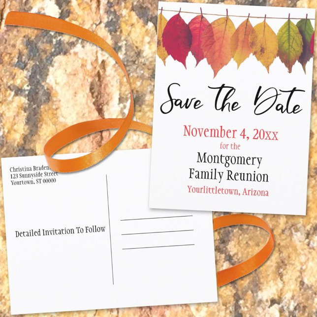 Family Reunion Save The Date Autumn Tree Leaves Ankündigungspostkarte (Von Creator hochgeladen)