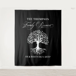 Family reunion tree backdrop banner black wandteppich