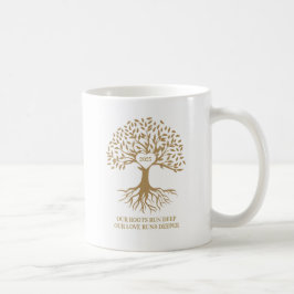 Family reunion tree white and gold mug