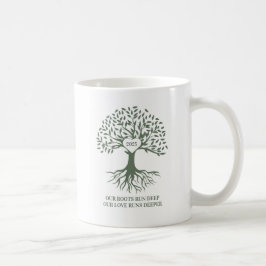 Family reunion tree white and green mug
