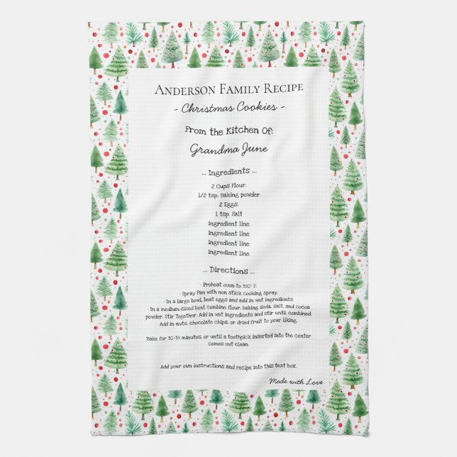Family Rezept Heirloom Text Weihnachten Geschirrtuch (Vertikal)
