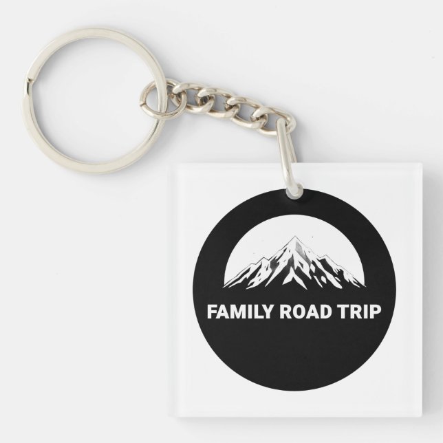 Family Road Trip Mountains Logo Schlüsselanhänger (Vorderseite)