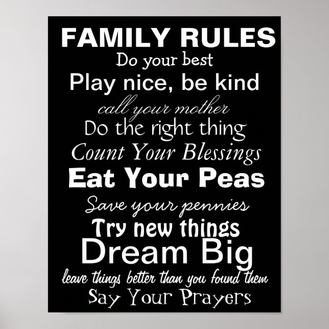 FAMILY RULES #2, Inspiration für eine glückliche F Poster (Vorne)