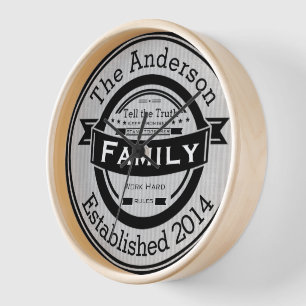 FAMILY Rules Clock Wanduhr